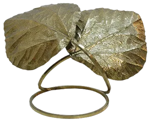 Italian Brass Leaf Table Lamp by Tommaso Barbi, 1970s