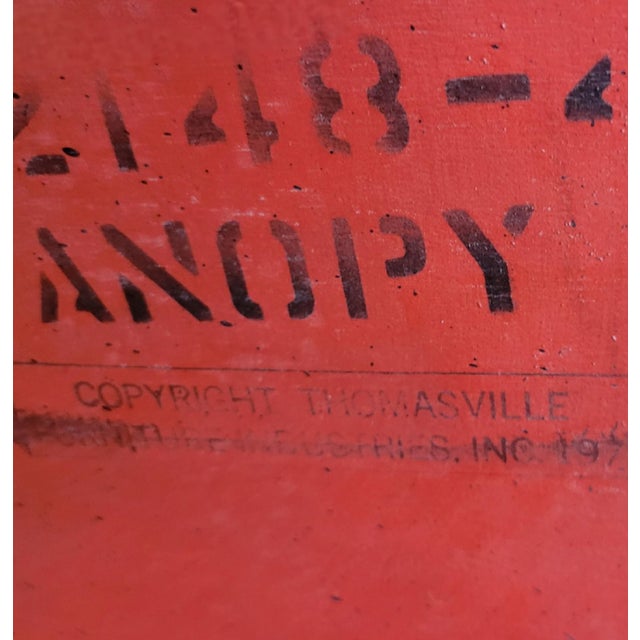 Thomasville Vintage Thomasville Red Chinoiserie Ming Style Canopy Regency Queen Bedframe For Sale - Image 4 of 10