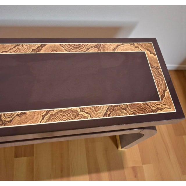 Asian Modern Ming Style Lacquer and Brass Console Table by Baker Furniture For Sale In Atlanta - Image 6 of 8