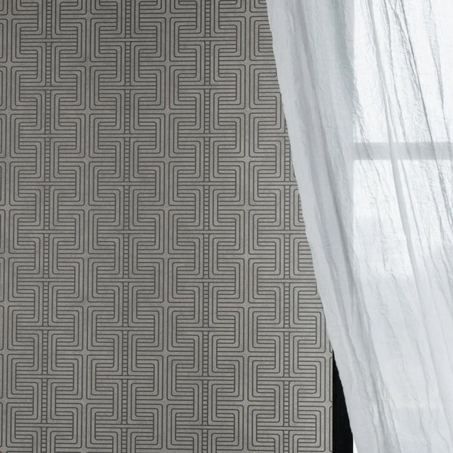 Mid-Century Modern Borastapeter Geo Tribe Wallpaper in Pewter For Sale - Image 3 of 3