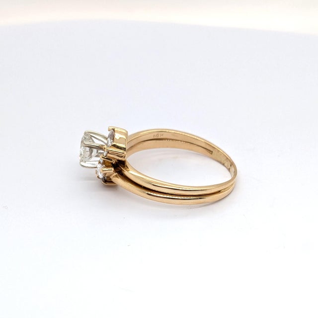Contemporary 14k Yellow Gold Floral Engagement Ring With Wrap Around Band & Natural Diamonds, Size 7 For Sale - Image 3 of 9