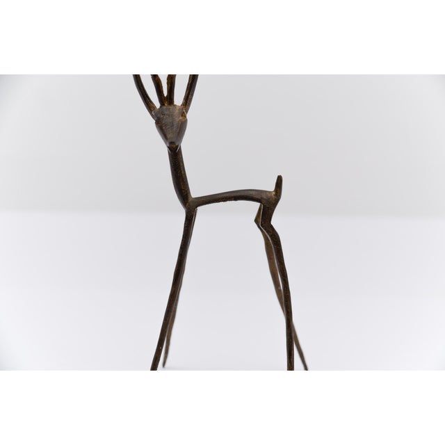 Vintage Handmade Gazelle Brass and Bronze Sculpture, 1960s For Sale - Image 9 of 10
