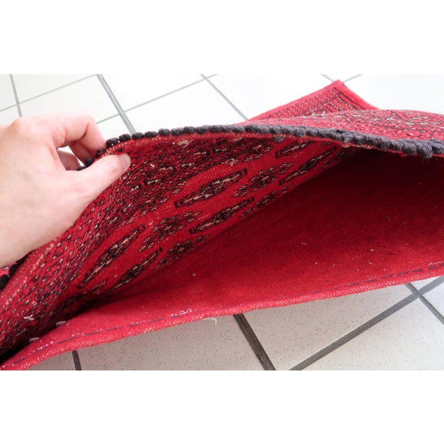 Handmade vintage Turkmen Tekke salt bag in bright red color. The rug has been made in the end of 20th century in original...