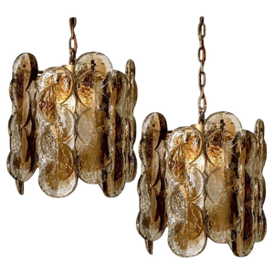 Austrian Chandeliers in Smoked Glass by J. T. Kalmar for Kalmar, 1960s, Set of 2