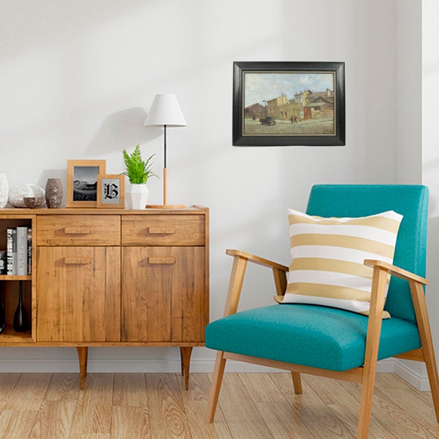 Street View in France, Oil on Canvas Painting by Renzo Gori For Sale - Image 11 of 12