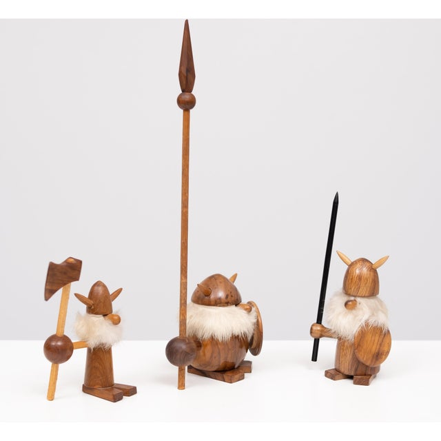 Teak Viking Figurines by Kay Bojesen, 1960s, Set of 3 For Sale - Image 6 of 10