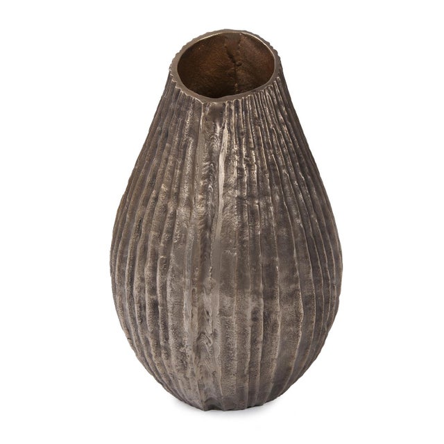 Contemporary Organic Grooved Teardrop Aluminum Vase For Sale - Image 3 of 10
