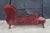 1970s Miniature Victorian Revival Red Velvet & Carved Mahogany Chaise Lounge Dog Bed For Sale - Image 10 of 13