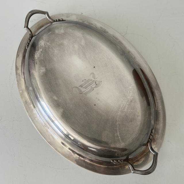 Vintage Oval Silverplated Serving Tray For Sale - Image 4 of 4