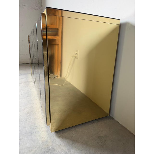 1970s 1970s Hollywood Regency Ello Brass & Beveled Mirror Credenza Sideboard For Sale - Image 5 of 17