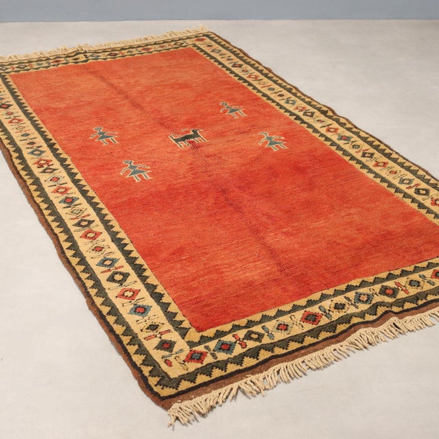 Orange Antique Handmade Heavy Knot Kars Rug in Wool For Sale - Image 8 of 8