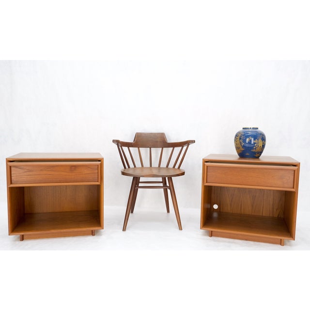 Pair of Mid Century Danish Modern Teak One Drawer Nightstands End Tables MINT! For Sale - Image 11 of 12