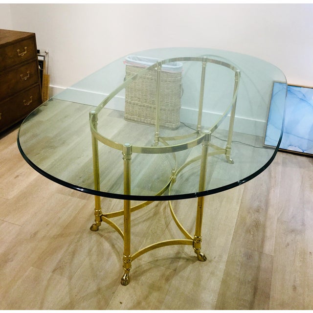 Hollywood Regency Labarge Brass + Glass Oval Table Chairish
