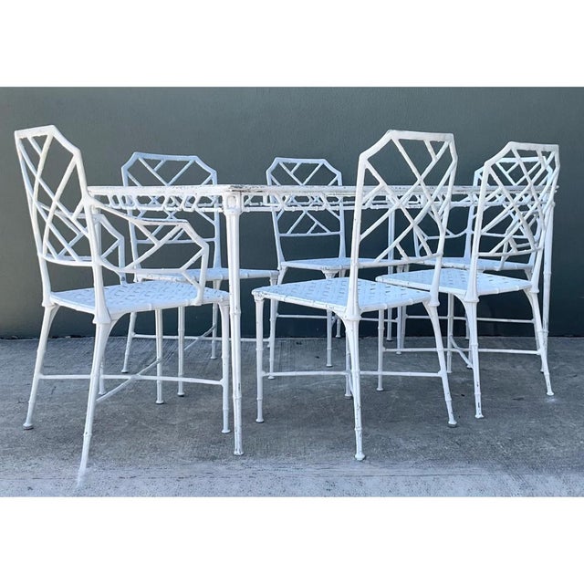 Vintage Brown Jordan “Calcutta” Metal Patio Dining Table With Glass Top For Sale - Image 9 of 12