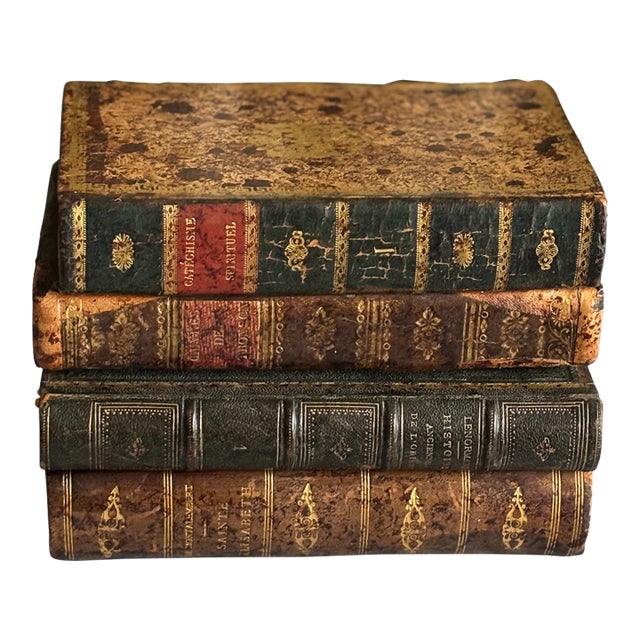 Antique French Leatherbound Book Tantalus With Shot Glasses