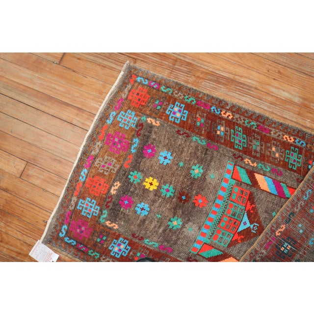 Early 20th Century Funky Turkish 20th Century Cotton Wool Mat Size Rug - 2'2" x 3'11" For Sale - Image 5 of 6