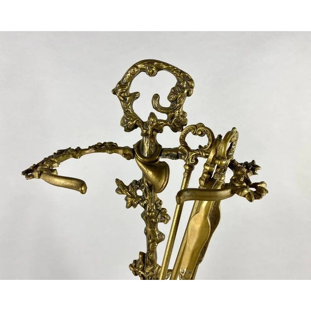 1950s Hunting Fireplace Set in Gilt Bronze, France, 1950s, Set of 4 For Sale - Image 5 of 8