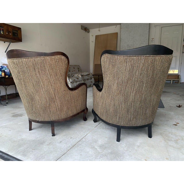 Arhaus Camden Collection Wood Frame Wingback Chairs a Pair Chairish