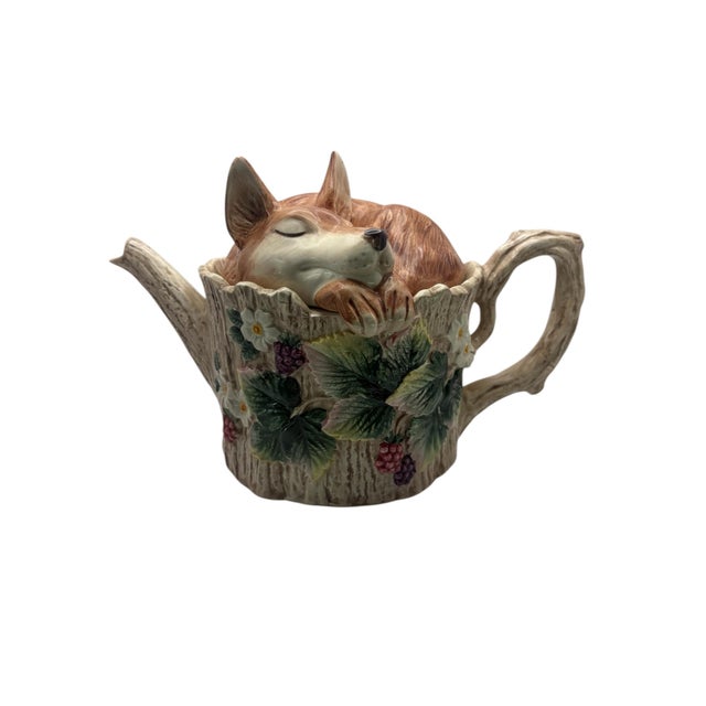 Figurative Vintage Fitz & Floyd Reynard Sleeping Fox 5 Piece Tea Service For Sale - Image 3 of 17