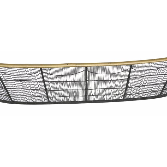 Antique 19th Century American Federal Brass & Iron Wirework Fireplace Fender or Low Firescreen For Sale - Image 4 of 6