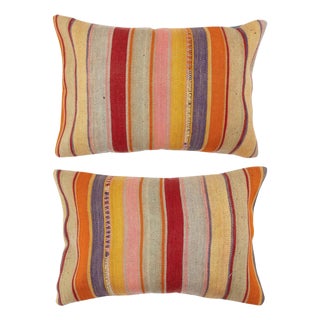 16"x24" SET OF 2 - Hand-Woven Kilim Cushion Covers. A pair of Lace Pillow Covers For Sale