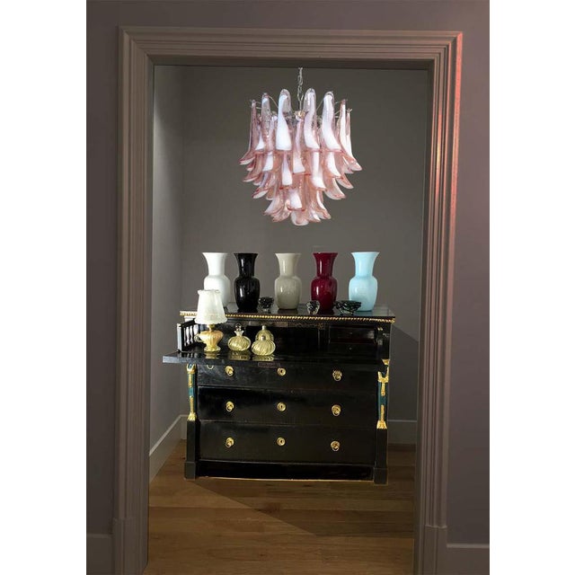 Italian Pink Petal Murano Chandeliers, Set of 2 For Sale - Image 14 of 17
