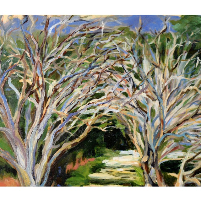 American Shaded Path in the California Hills - Original Oil on Canvas (Laid on Board) by Nancy Faisant For Sale - Image 3 of 9
