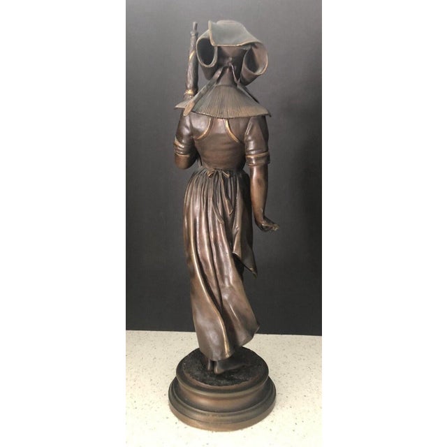 Late 19th Century Bronze Statue by Pierre Marie Francois Oge 1849-1913 "La Fileuse" For Sale - Image 4 of 6