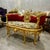 Textile French Style Art Bench Small Settee Vintage Red Velvet Gold Details For Sale - Image 7 of 7