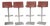 Set of Four Frag Bottega Italian Red Leather Adjustable Swivel Bar Stools For Sale