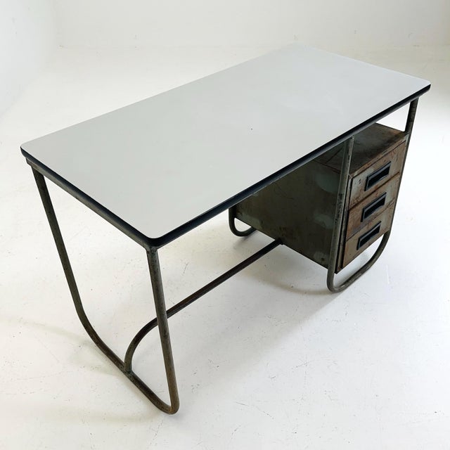 Metal Industrial Bauhaus Tubular Steel Desk from Vichr & Co., 1930s For Sale - Image 7 of 11