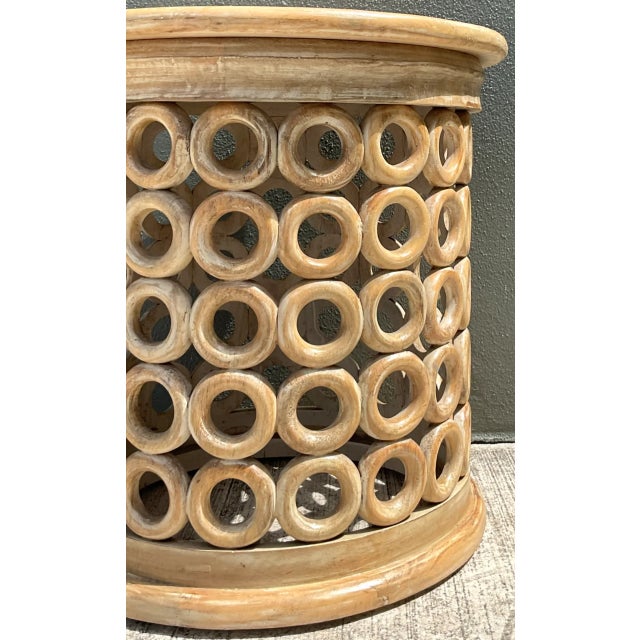 Vintage Openwork Wood Side Table For Sale - Image 4 of 12
