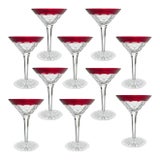 Waterford “Simply Red” Set of 10 Crystal Martini Glasses For Sale