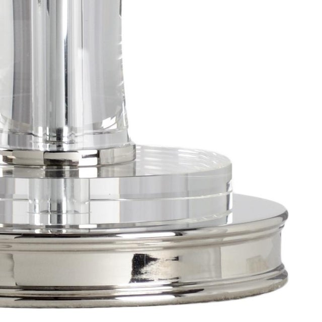 Solid Clear Crystal Bamboo Stalk With Polished Nickel Base And Details Clean with a dry cloth