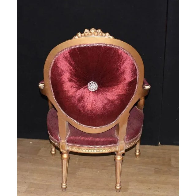 French Empire Armchairs in Red Fabric, Set of 2 For Sale - Image 5 of 9