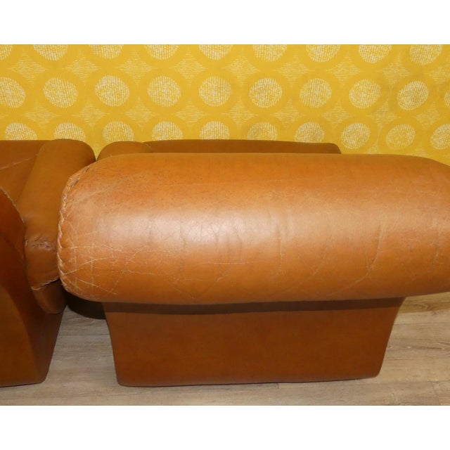 Animal Skin Vintage Three-Seater Sofa in Leather, 1970s, Set of 3 For Sale - Image 7 of 18