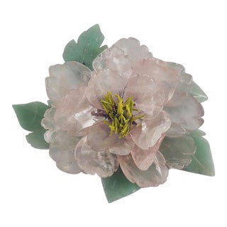 Vintage Chinese Quartz and Jade Flower For Sale