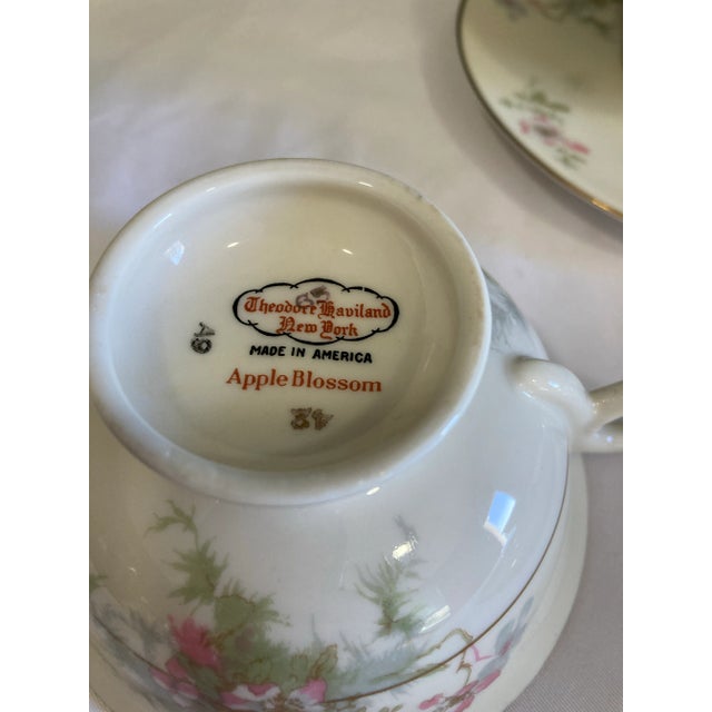 Mid-Century Theodore Haviland Apple Blossom Tea Cup & Saucer Set- 14 Pieces For Sale - Image 9 of 9