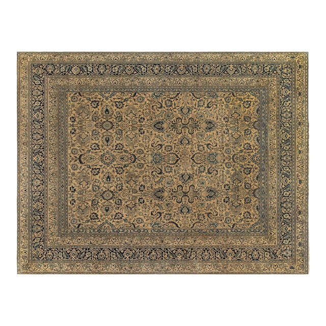 Fine Antique Persian Meshad Handmade Wool Rug For Sale