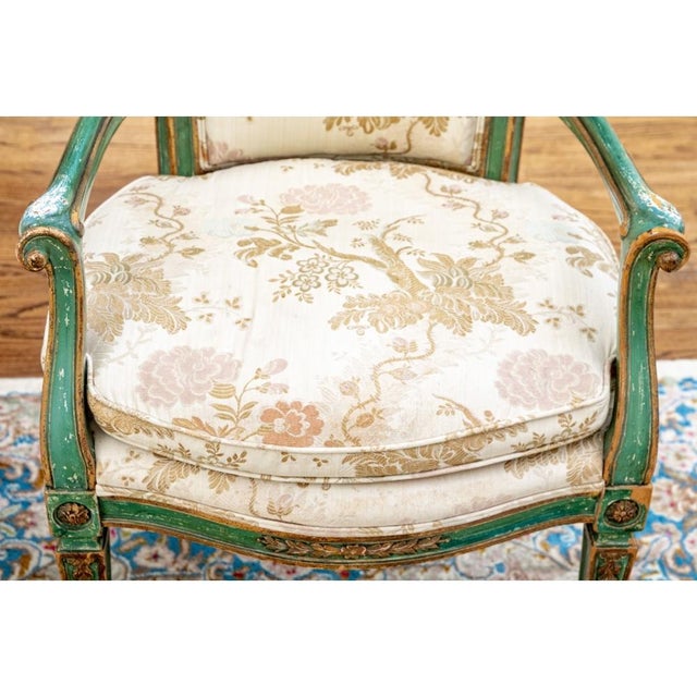 Late 19th Century Extraordinary Pair of Antique French Louis XVI Style Painted Armchairs For Sale - Image 5 of 13