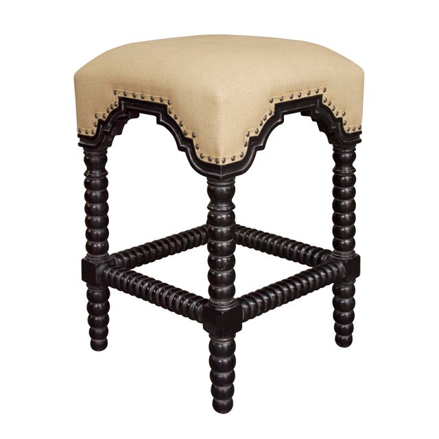 Noir Abacus Counter Stool in Hand Rubbed Black For Sale - Image 4 of 4