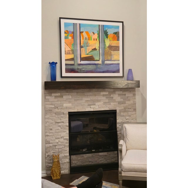 Paint Expressionist Pastel Colored Landscape of Rooftops Out a Window. For Sale - Image 7 of 9