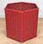 Vintage Coastal Boho Red Wicker Octagonal Basket Hamper For Sale - Image 4 of 10