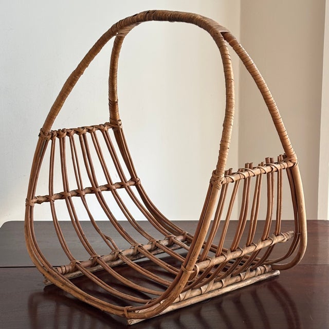 1960's Franco Albini Style Rattan Magazine Rack For Sale - Image 13 of 18
