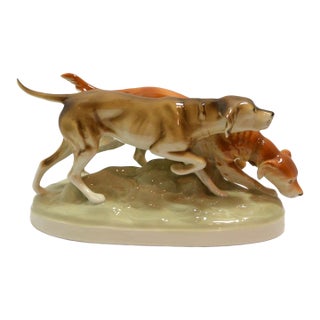 Mid-Century Royal Dux Sporting Dogs Porcelain Figurine - Pointer & Setter For Sale