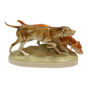 Mid-Century Royal Dux Sporting Dogs Porcelain Figurine - Pointer & Setter