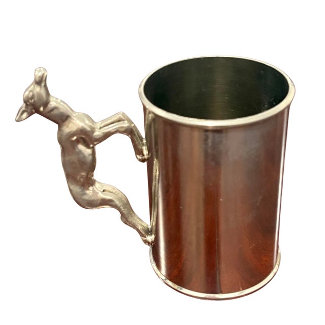 Vintage Gucci Italy Silver-Tone Deer Handle Mugs - Pair For Sale In Charlotte - Image 6 of 10