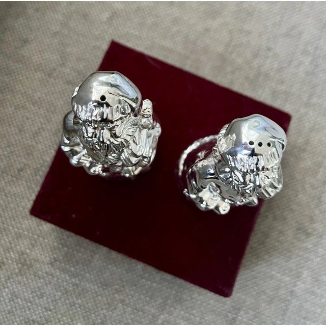 Vintage Godinger Silver Plated Christmas Santa Claus Salt and Pepper Shaker Set For Sale In Orlando - Image 6 of 9