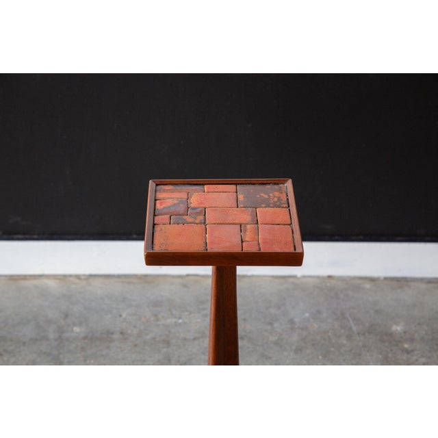 1960s Edward Wormley for Dunbar Janus Snack Table Natzler Tiles Mid Century Modern For Sale - Image 6 of 12