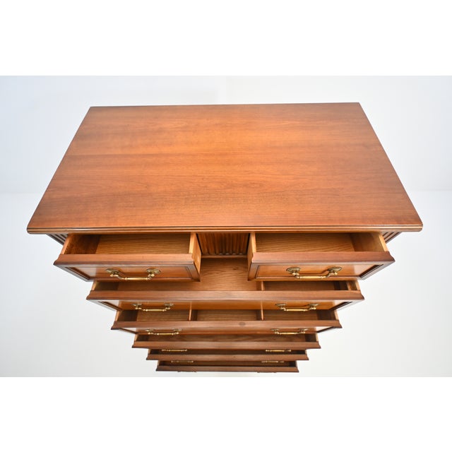 Kindel Furniture Neoclassical Louis XVI Style Cherry 7-Drawer Highboy Dresser For Sale - Image 11 of 16